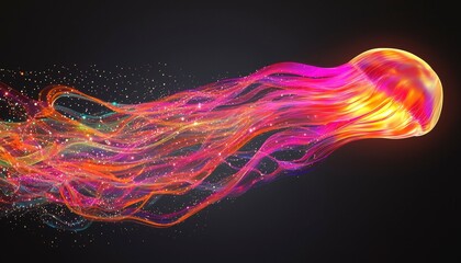 Obraz premium Glowing Jellyfish Abstract Art Digital Creation