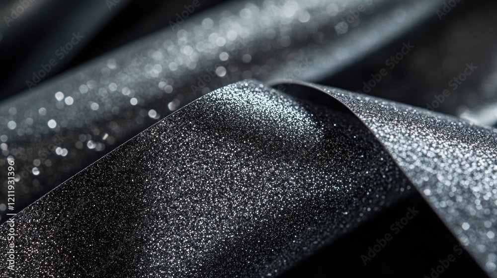 Poster a high-quality image of a shiny black cloth, ideal for use in fashion and design projects