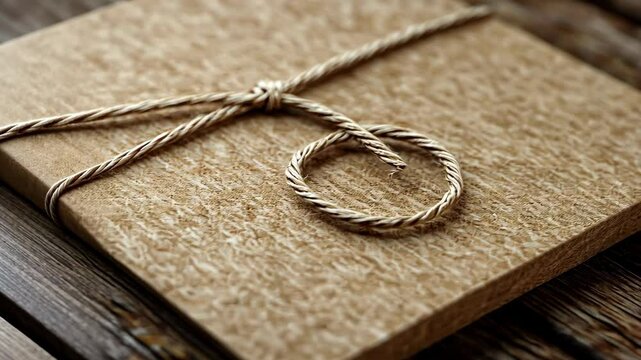 Rustic brown package tied with twine resting on a wooden surface creates a warm and inviting feel