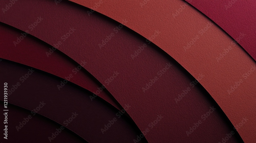 Poster Close-up of a red wall with curved lines, suitable for use in interior design or architectural illustration