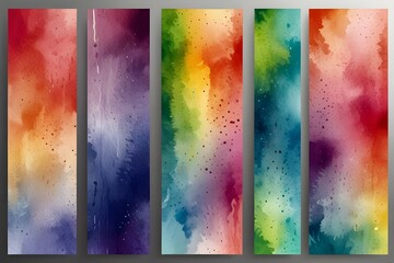 Set of light colorful vector watercolor vertical backgrounds for poster, banner or flyer Generative AI