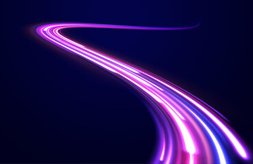 Neon color glowing lines background, Glowing wave swirl, impulse cable lines. High-speed light trails effect. Futuristic dynamic motion technology. Png, neon, line, blur, beam, ray, abstract, energy, 