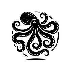 Octopus silhouette vector illustration on a white background. vector illustration design © arraygraphic1