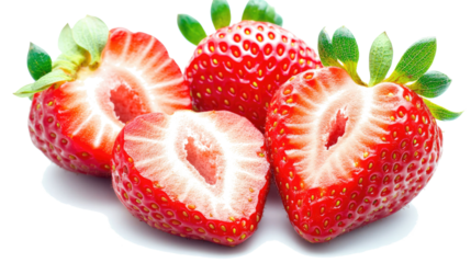 Ripe Strawberries on Transparent Background Generative AI