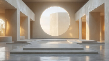Agnostic symbols displayed as part of a minimalist art piece in a tranquil gallery setting
