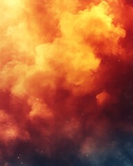 Fiery orange and red smoke clouds, abstract background.