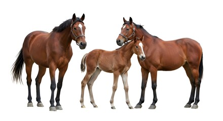 Obraz premium Couple of horses and a foal