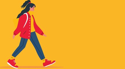 Girl Walking Pictogram Flat Vector Illustration