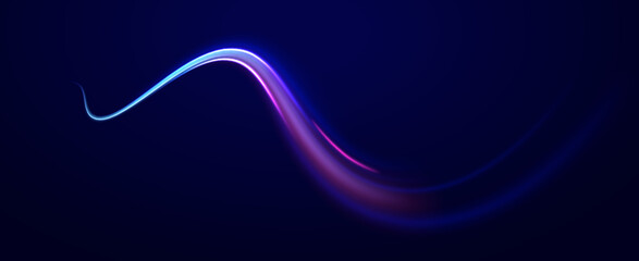 Vector glowing lines air flow effect. Speed connection background. Expressway, car headlight effect. Speed connection vector background. Png, line, blur, beam, ray, abstract, energy, pack, effect.