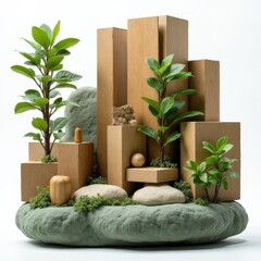 3D podium Nature eco green wood 
