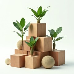 3D podium Nature eco green wood 