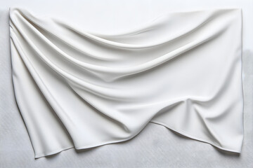 Fototapeta premium Elegant white Silk Fabric or Satin Texture Luxury Drapery or Clothing Material 3D Render isolated on white