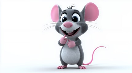 Adorable 3D Rendered Mouse: A Cheerful Cartoon Character