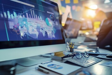 A desktop computer sitting on a desk