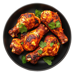 Indian Style Tandoori Chicken On Plate Isolated on Transparent Background