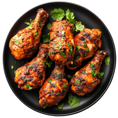 Indian Style Tandoori Chicken On Plate Isolated on Transparent Background