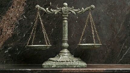 A close-up of a finely crafted pair of justice scales, symbolizing balance and fairness in the legal system