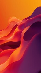 Fototapeta premium Abstract orange-purple waves, sunset backdrop, digital art, website design