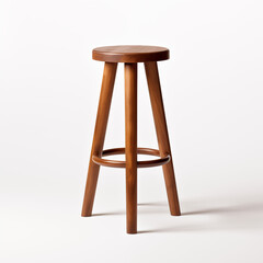 Modern Wooden Bar Stool Teak Wood Round Seat Minimalist Design Home Furniture