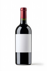 Wine bottle with blank label mock up isolated white background