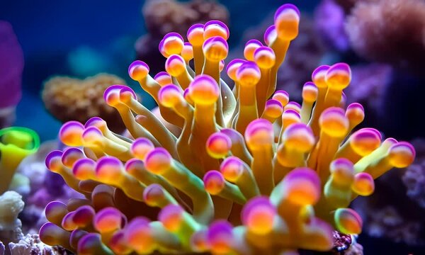 Vibrant Coral Polyps: Underwater Marine Life in 4K