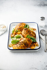 Roasted chicken with lemon and garlic