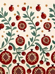 Seamless pattern with Pomegranate and its seed