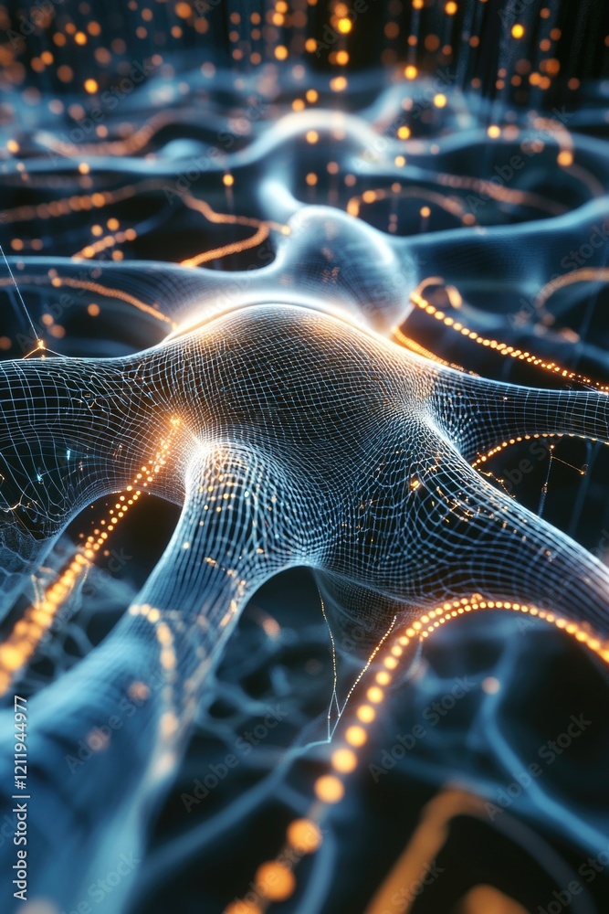 Poster computer-generated 3d model of a human brain, useful for science and education illustrations