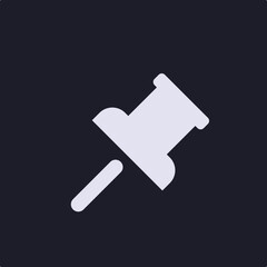 Push pin icon symbolizing attaching information, pinning a location, or marking a point of interest on a digital interface