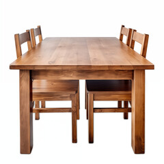 Wooden Dining Table Set Four Chairs Rustic Brown Finish