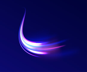 Neon color glowing lines background, Glowing wave swirl, impulse cable lines. High-speed light trails effect. Futuristic dynamic motion technology. Png, neon, line, blur, beam, ray, abstract, energy, 