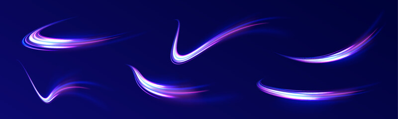Neon color glowing lines background, Glowing wave swirl, impulse cable lines. High-speed light trails effect. Futuristic dynamic motion technology. Png, neon, line, blur, beam, ray, abstract, energy, 