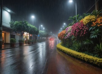 A street scene featuring a sign that prominently says a on it