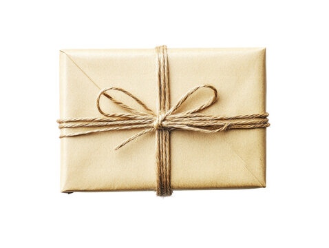 Isolated Gift Box with Twine from Above