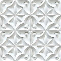 3d geometric abstract white tile seamless pattern