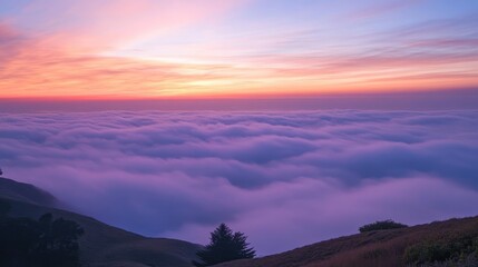 Obraz premium Timelapse of colorful clouds drifting over a serene horizon during sunset with soft light illuminating the landscape.