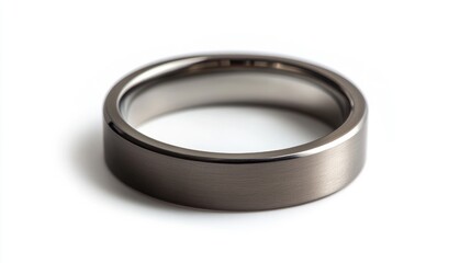 Titanium wedding band with a sleek matte finish isolated on a clean white background