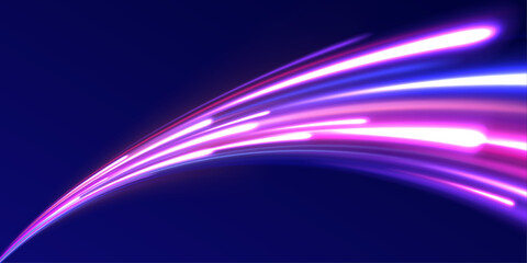 Particle motion effect. Magic of moving fast lines. Special effect, speed line. Laser beams, horizontal light rays. Glow light flare and spark dust. Png, vector illustration.