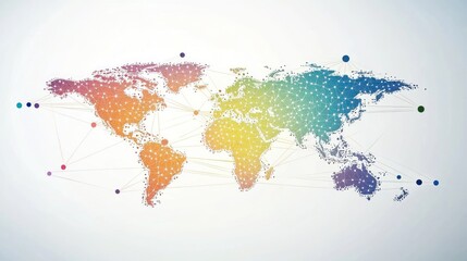 Global network connections; world map; data visualization; background; presentation
