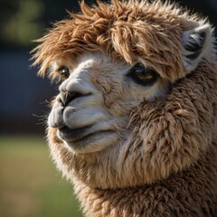 Fototapeta premium Alpaca Sniffing a Curious Camera Lens