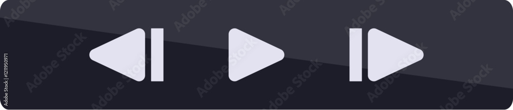 Poster rectangular media player control panel with pause, play, and skip buttons, offering convenient multi