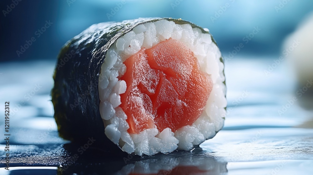 Aufkleber tuna sushi roll with selective focus showcasing vibrant colors and textures of fresh ingredients on 