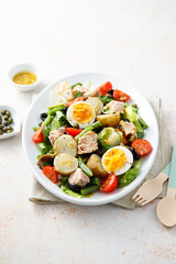Traditional Nicoise salad with tuna