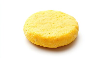 Delicious Round Yellow Snack Isolated on Clean White Background Ideal for Food Advertising and Culinary Presentations