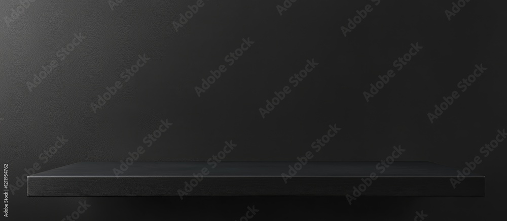 Poster Black wooden tabletop with black backdrop for isolated product display and blank space for text presentation on white background