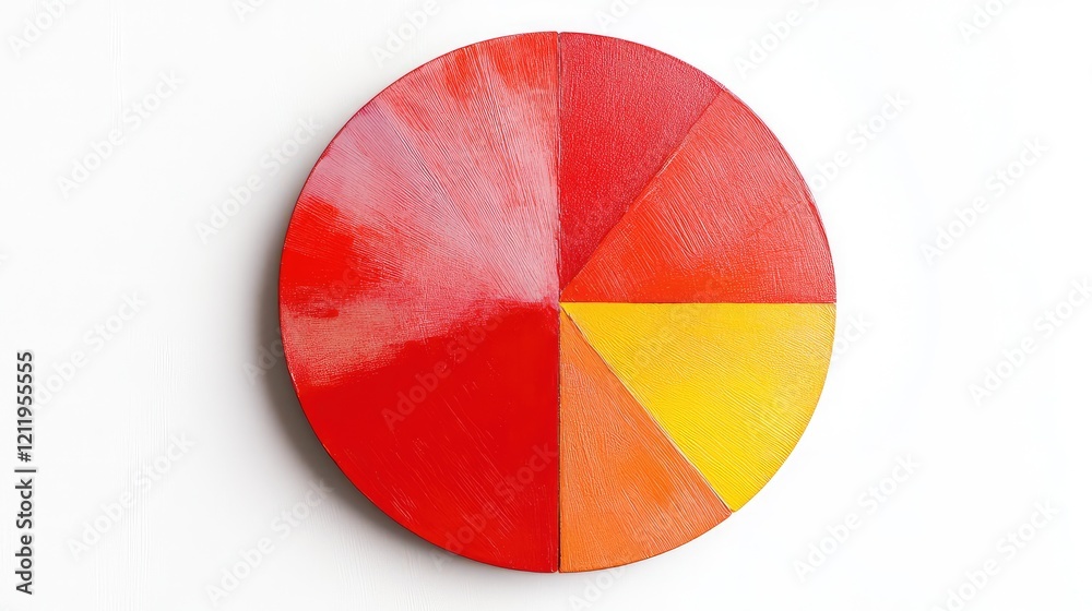 Poster round color wheel featuring vibrant red and orange segments with smooth textures, isolated on a clea
