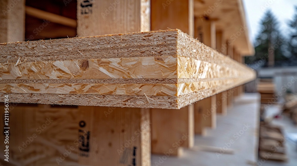 Poster this close-up of cross-laminated timber highlights its unique layers and textures, showcasing the st