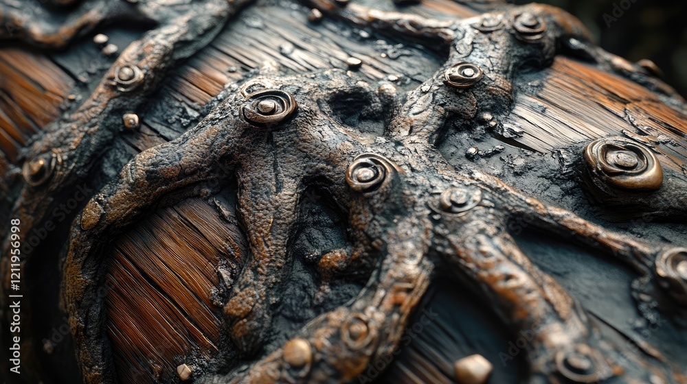 Poster wooden trunk texture with intricate root patterns showcasing natural details and rich tones for arti