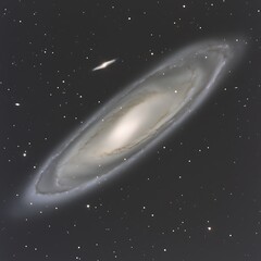 Obraz premium Spiral galaxy in deep space with small galaxy.