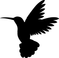 Graceful Flying Hummingbird Silhouette Art